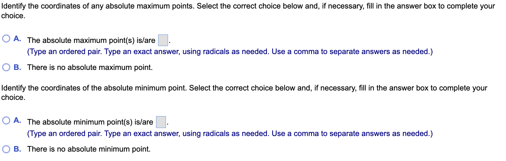 Solved Identify the coordinates of any local and absolute