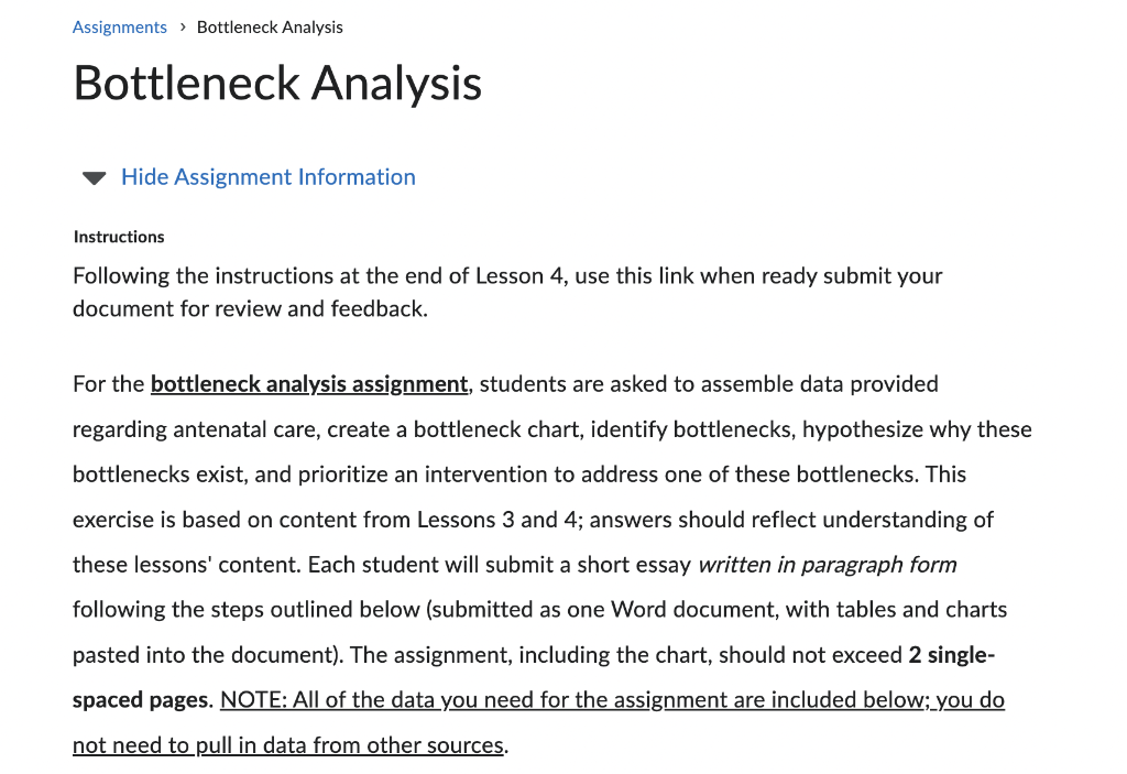 Usa essay bottleneck assignment problem and academic success