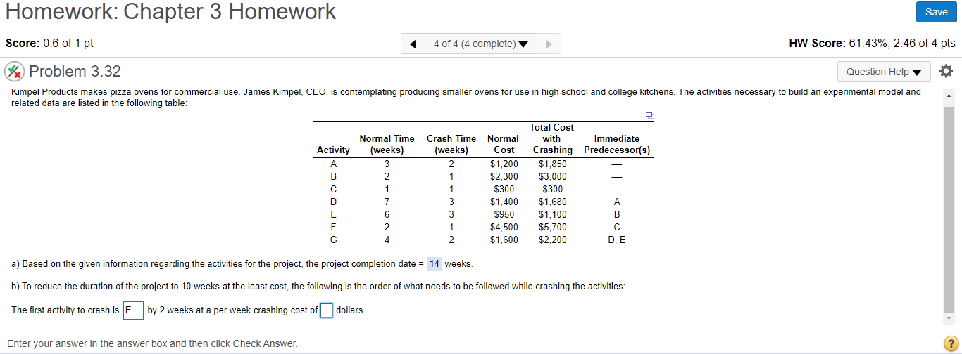 Solved Homework: Chapter 3 Homework Save Score: 0.6 of 1 pt | Chegg.com