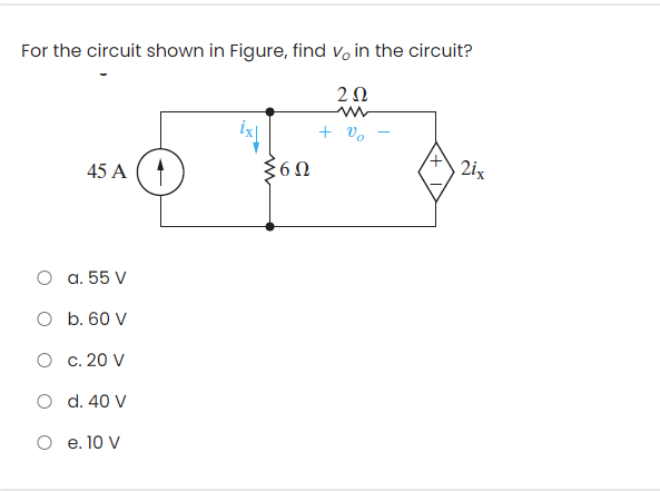 Solved For the circuit shown in Figure, find v, in the | Chegg.com