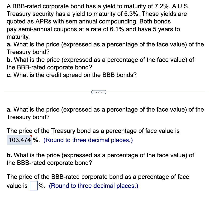 Solved A BBB-rated Corporate Bond Has A Yield To Maturity Of | Chegg.com