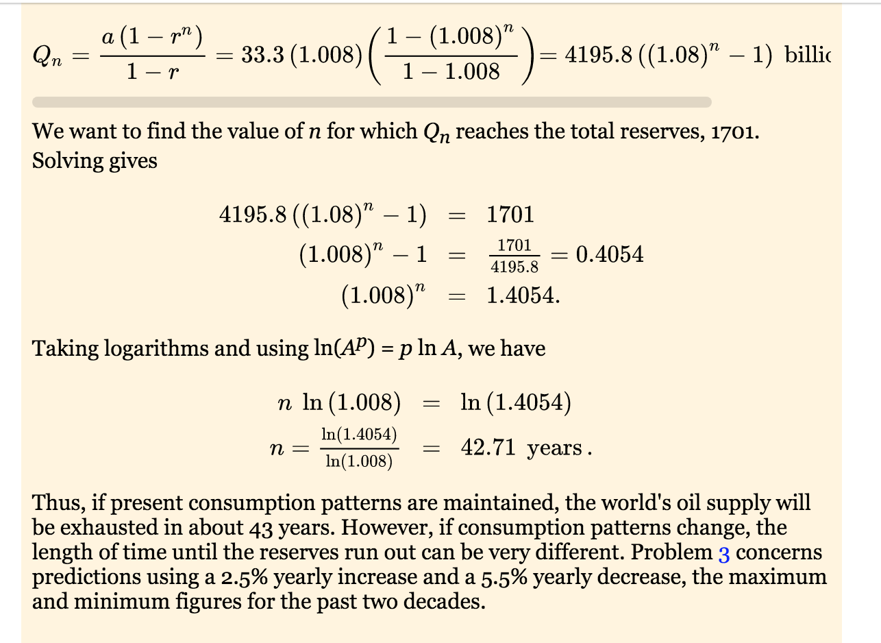 Solved 3. As in Example 4, assume that oil reserves at the