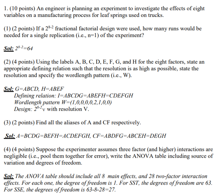 3 30 Points An Experiment Is Being Planned In A Chegg Com