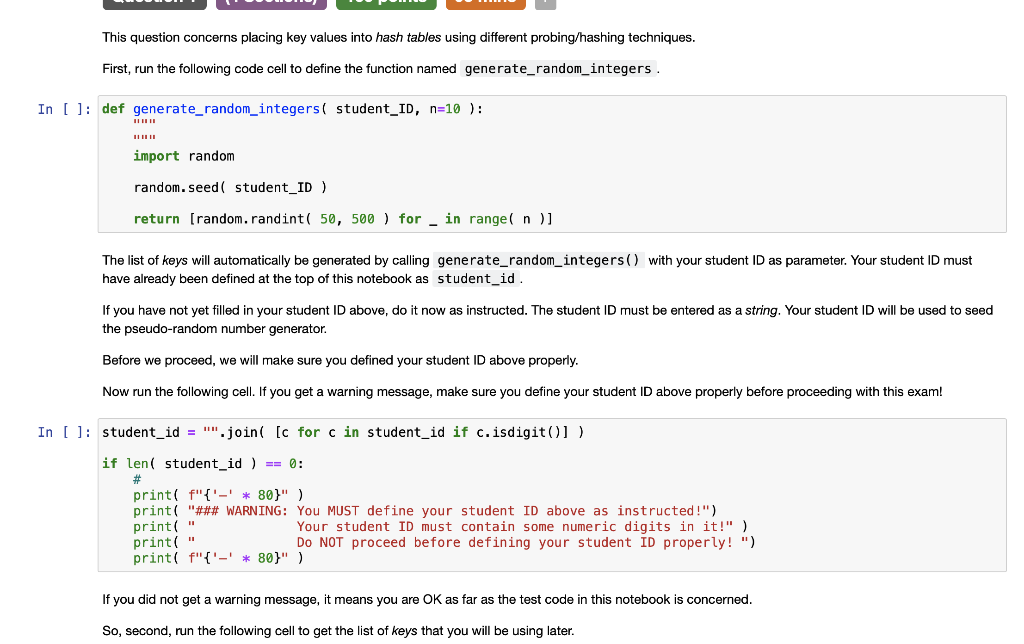 This question concerns placing key values into hash | Chegg.com