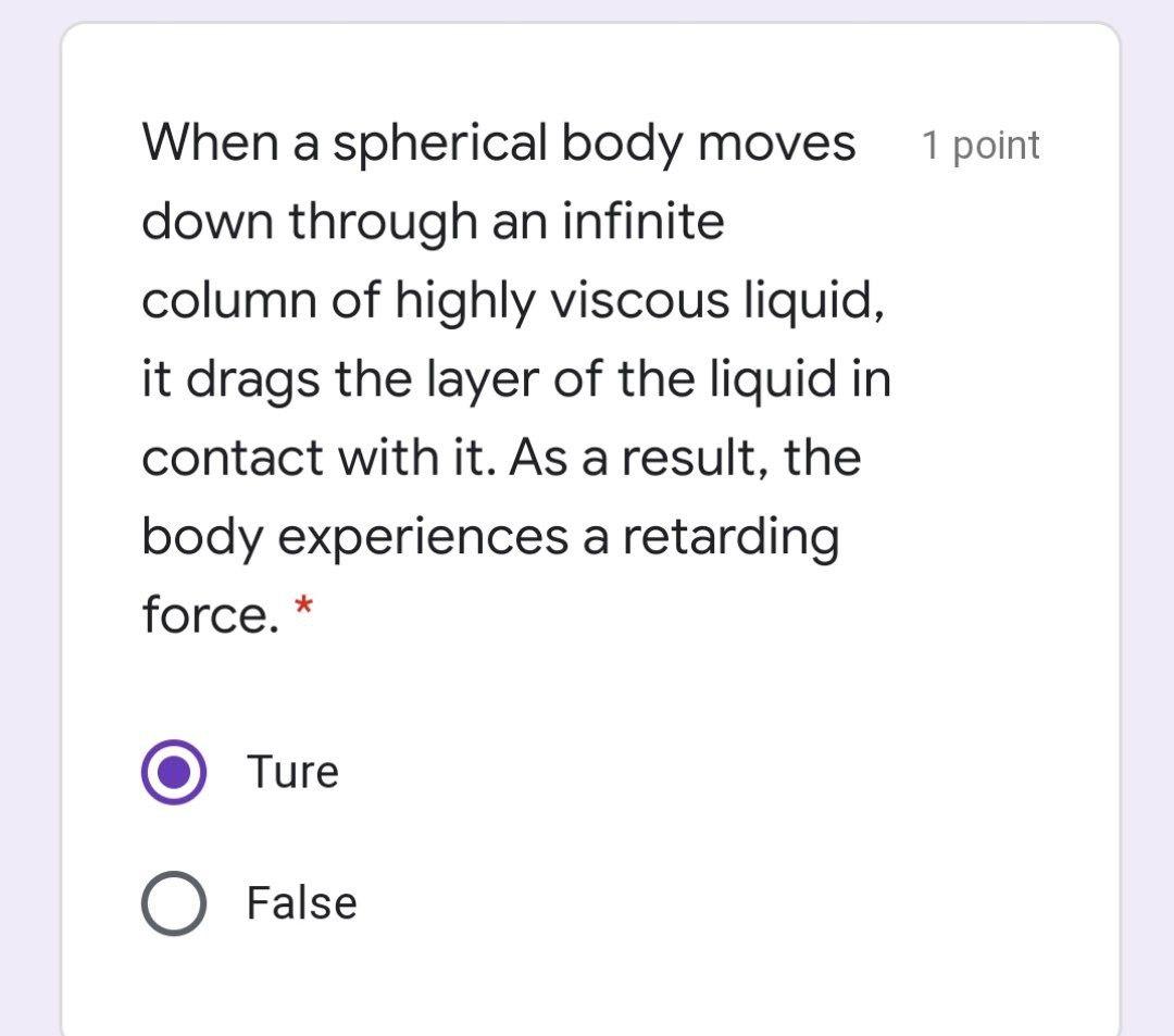 Solved 1 point When a spherical body moves down through an | Chegg.com