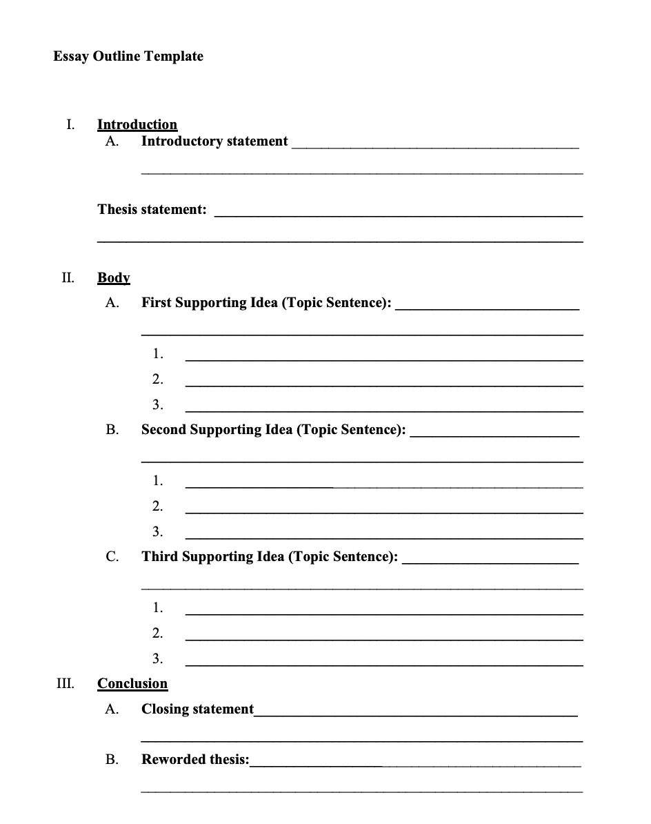 Solved I. Introduction A. Introductory statement Thesis | Chegg.com