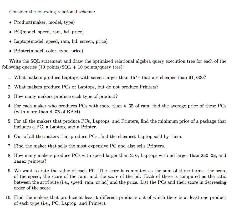 Solved Consider the following relational schema » | Chegg.com