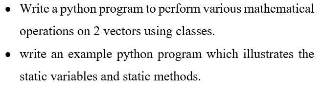 Solved • Write a python program to perform various | Chegg.com