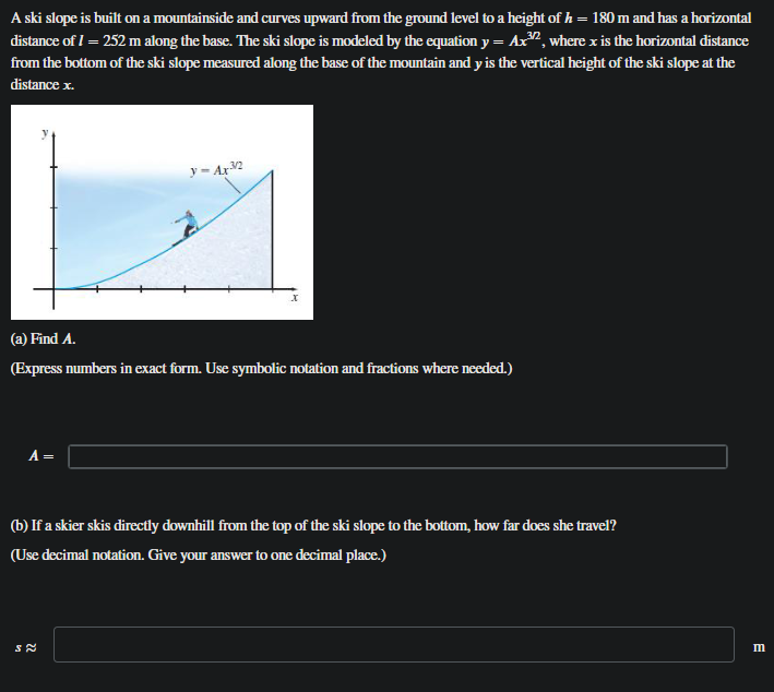 Solved A ski slope is built on a mountainside and curves | Chegg.com