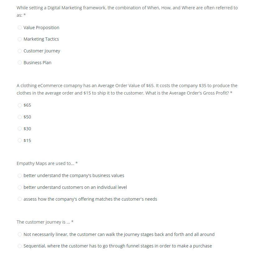 Solved While Setting A Digital Marketing Framework The Chegg