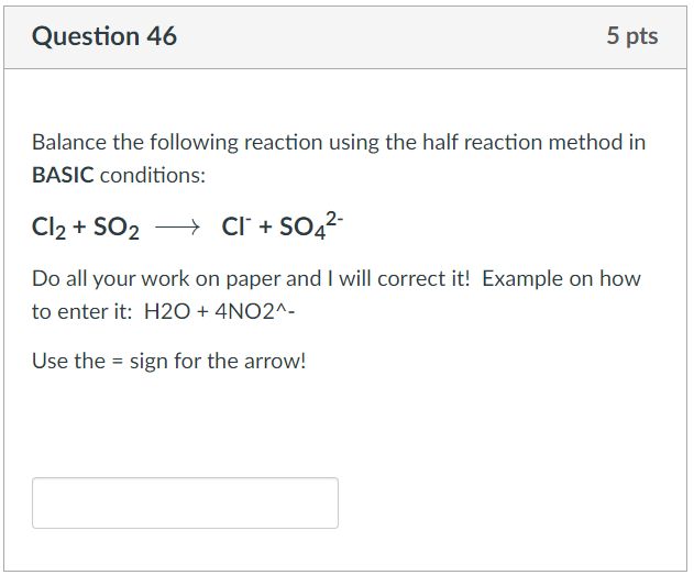 Solved Balance The Following Reaction Using The Half | Chegg.com