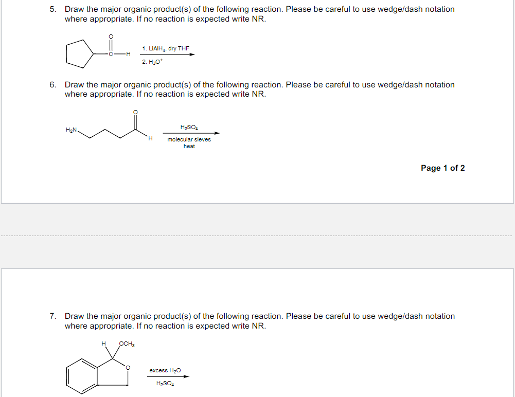 Solved 5. Draw the major organic product(s) of the following | Chegg.com