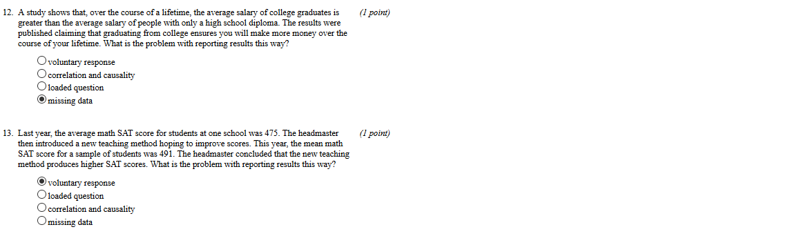 Solved 1 Point 12 A Study Shows That Over The Course Of Chegg