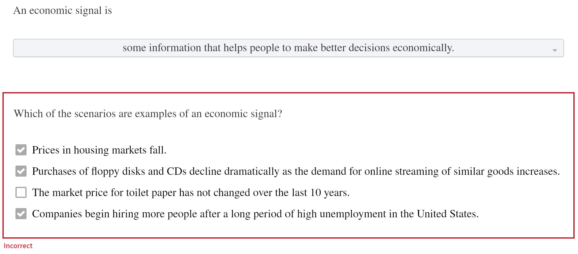 Solved An economic signal issome information that helps | Chegg.com
