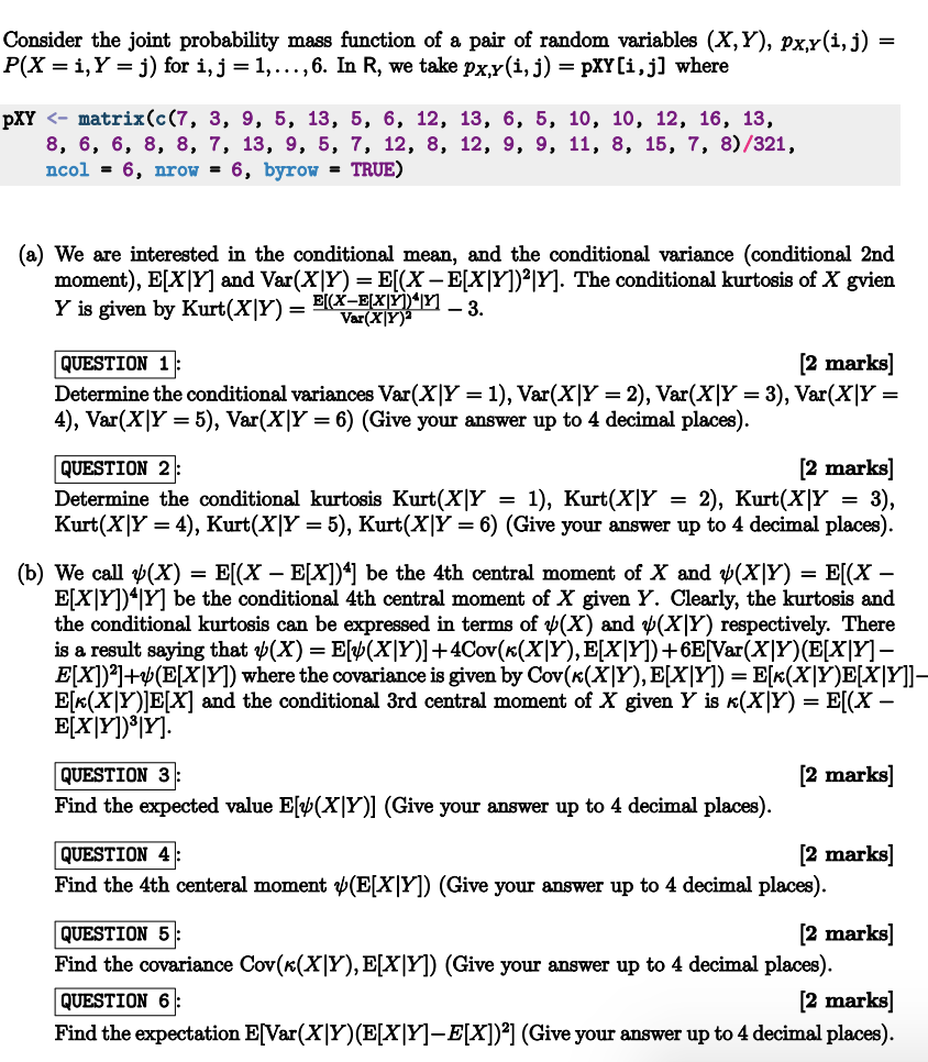 Consider The Joint Probability Mass Function Of A Chegg Com