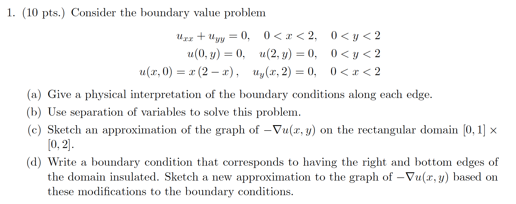 Solved 1. (10 pts.) Consider the boundary value problem Uxx