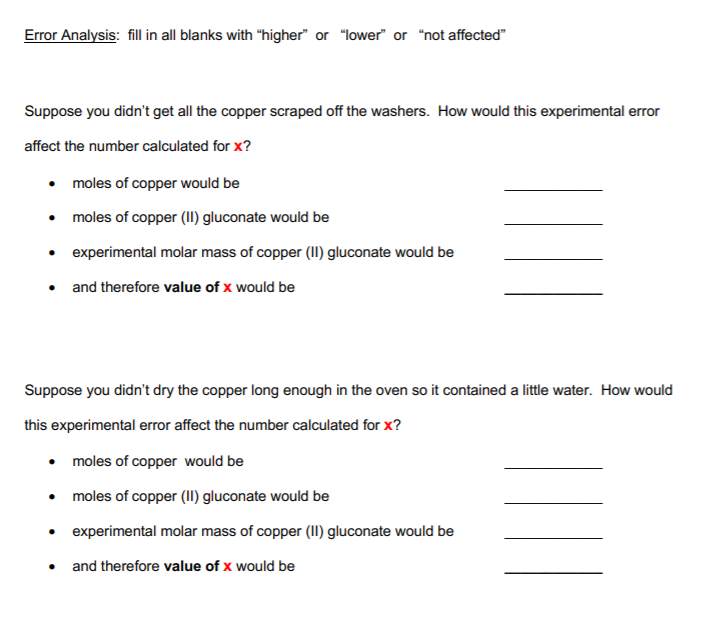Solved Error Analysis: fill in all blanks with “higher" or | Chegg.com