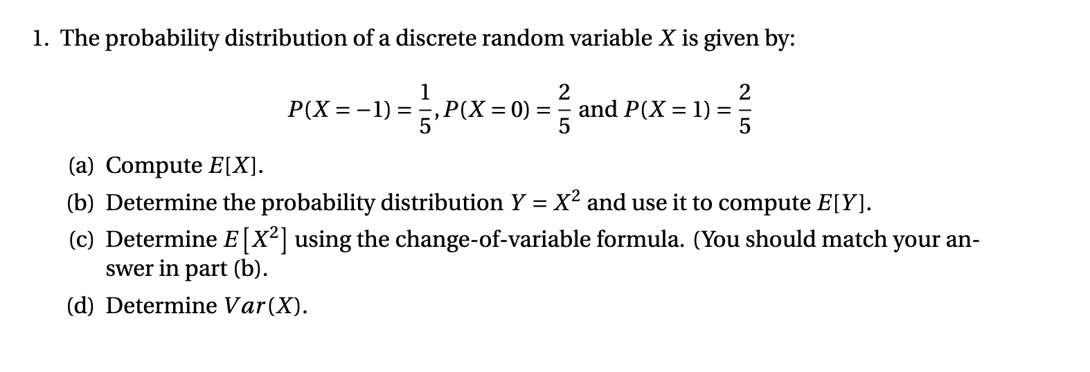 Solved 1 The Probability Distribution Of A Discrete Rand Chegg Com