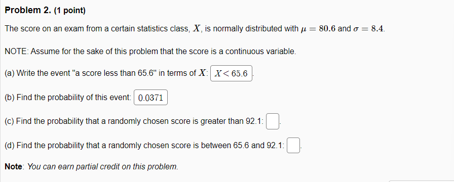 Solved The score on an exam from a certain statistics class, | Chegg.com