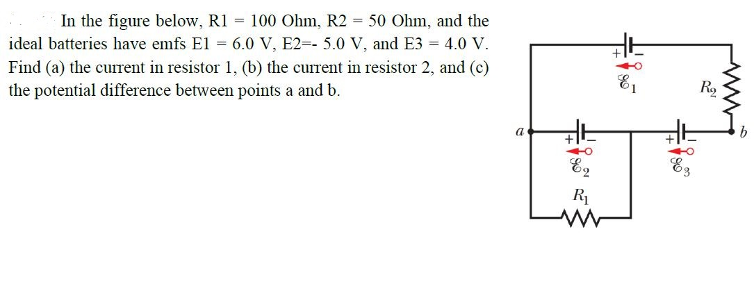 Solved In the figure below, R1 = 100 Ohm, R2 = 50 Ohm, and | Chegg.com