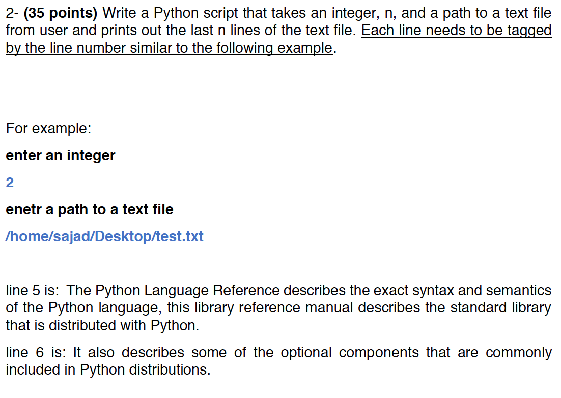 Solved 2- (35 points) Write a Python script that takes an | Chegg.com