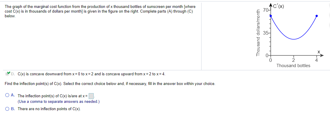 Solved "C'(x) The graph of the marginal cost function from | Chegg.com