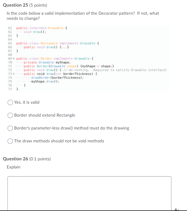 Question 25 (5 points) Is the code below a valid | Chegg.com