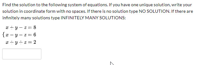 Solved Find the solution to the following system of | Chegg.com