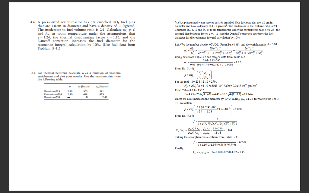 4.6. A pressurized water reactor has 3% enriched UO2 | Chegg.com