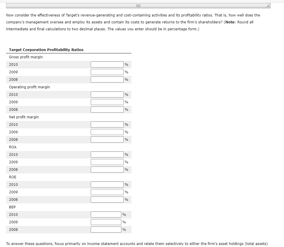 5. A profitability assessment of Target Corporation | Chegg.com