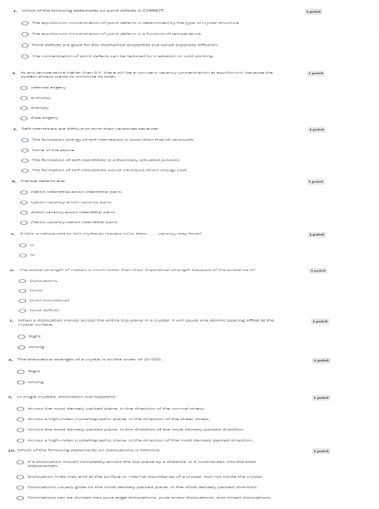 Solved 1. Which of the following statements on point detects | Chegg.com