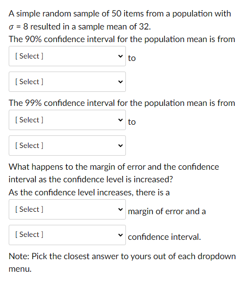 Solved A simple random sample of 50 items from a population | Chegg.com