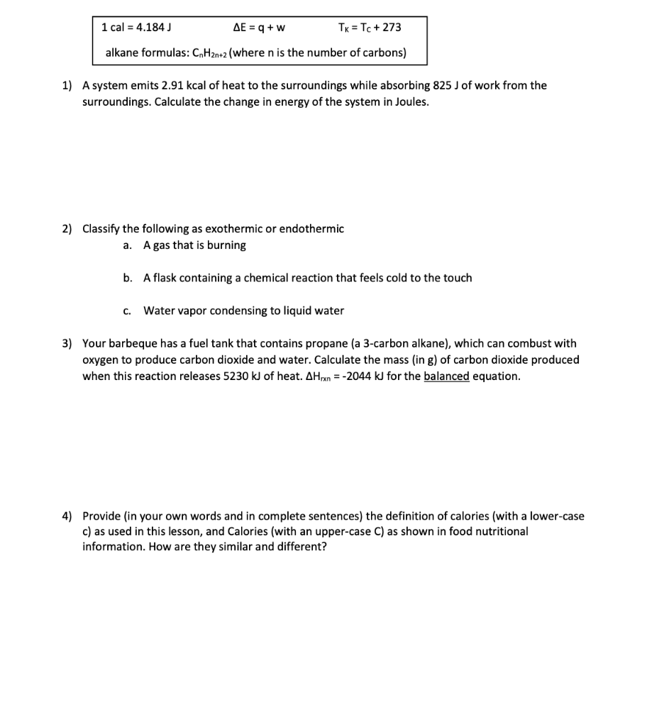 Solved 1 Cal 4 184 Ae Q W Tk Tc 273 Alkane Fo Chegg Com