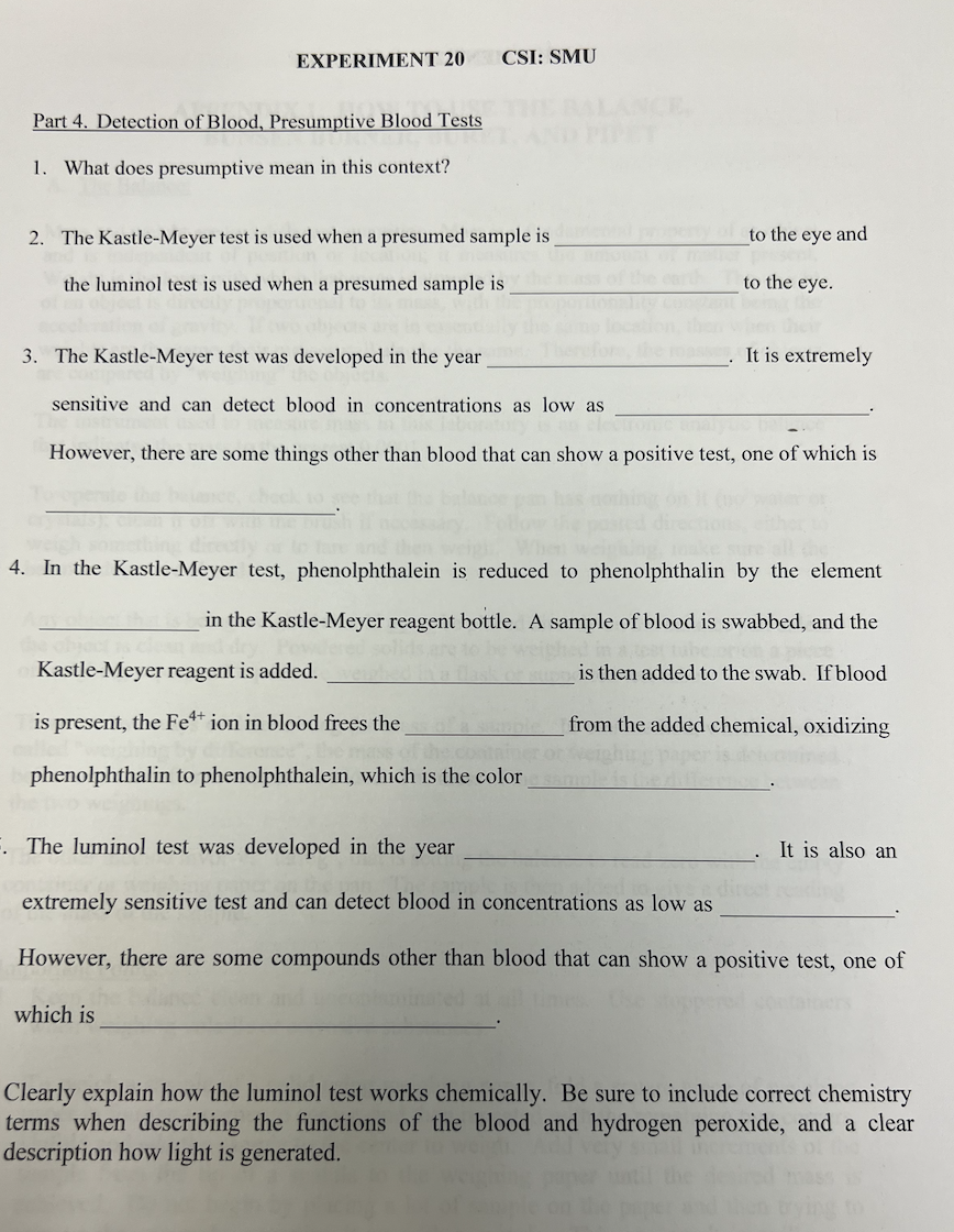 Solved 2. The KastleMeyer test is used when a presumed