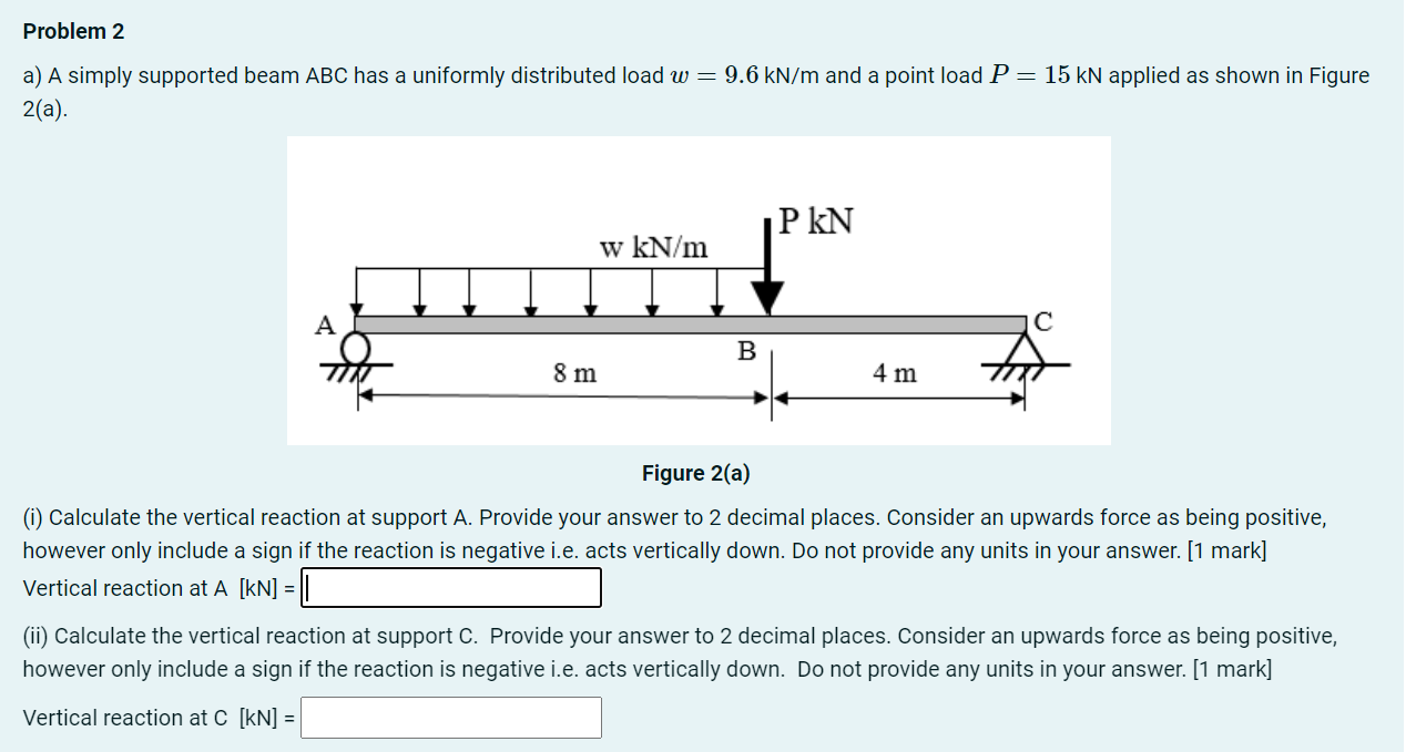 Solved Problem 2 a) A simply supported beam ABC has a | Chegg.com