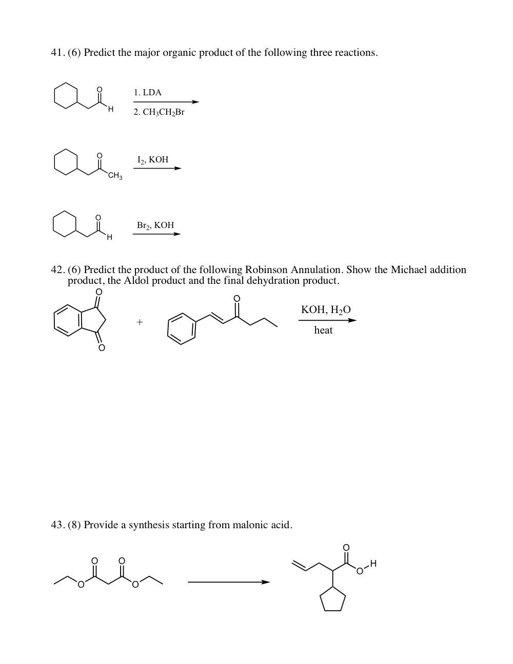 Solved 41. (6) Predict the major organic product of the | Chegg.com