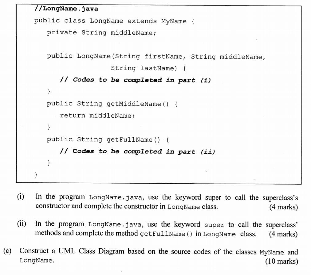 Solved Question 7 (a) In The Context Of Java Programming, | Chegg.com