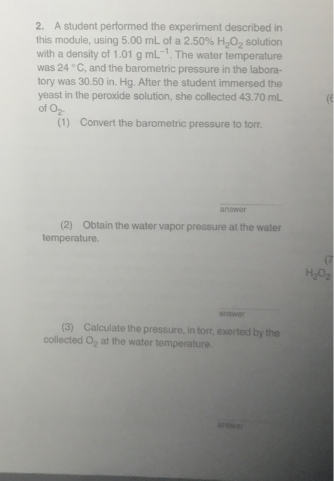 Solved 2. A student performed the experiment described in | Chegg.com