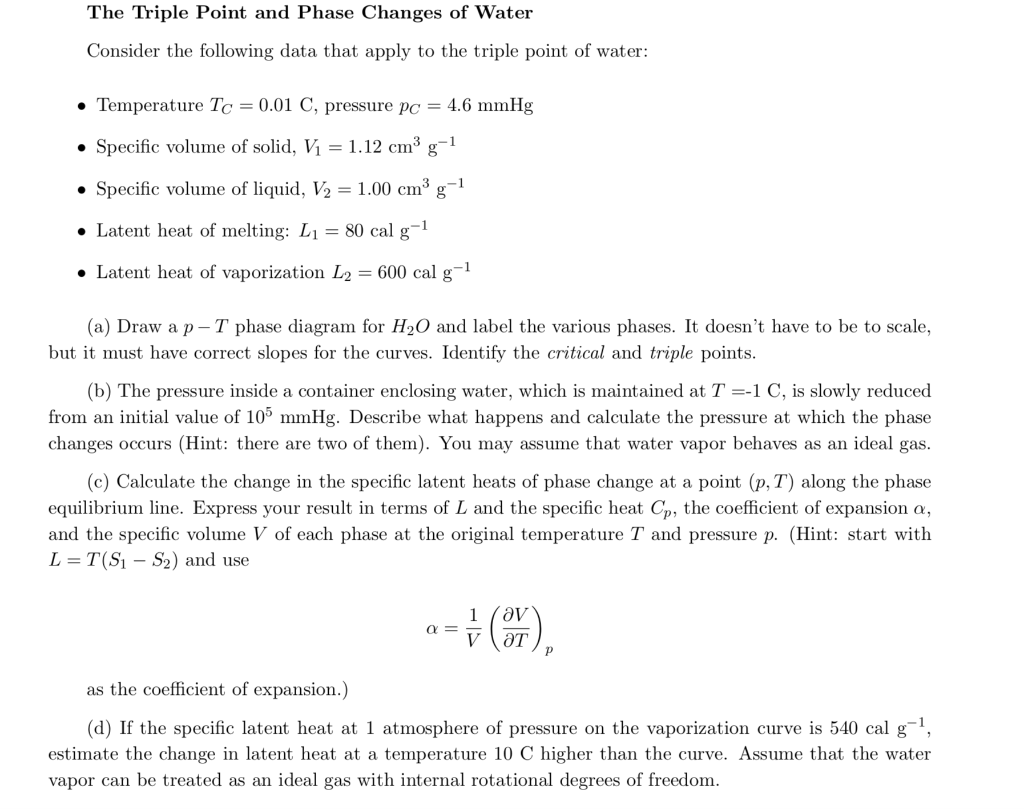 the-triple-point-and-phase-changes-of-water-consider-chegg