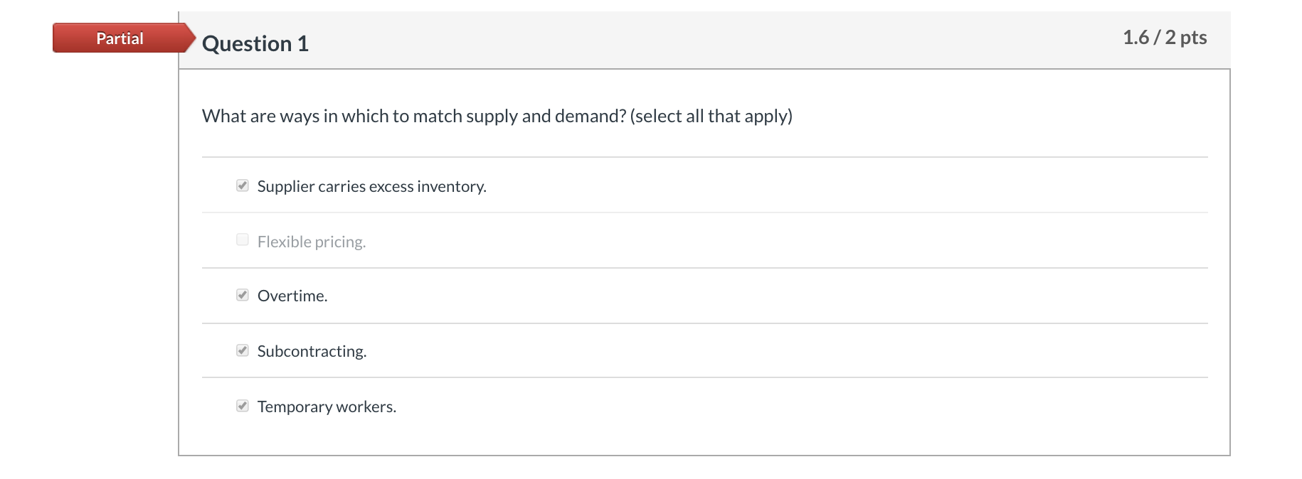 Solved Partial Question 1 1.6/2 pts What are ways in which | Chegg.com