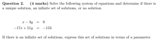 Solved Question 2. (4 marks) Solve the following system of | Chegg.com