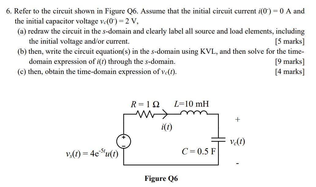 Solved 6. Refer To The Circuit Shown In Figure Q6. Assume 