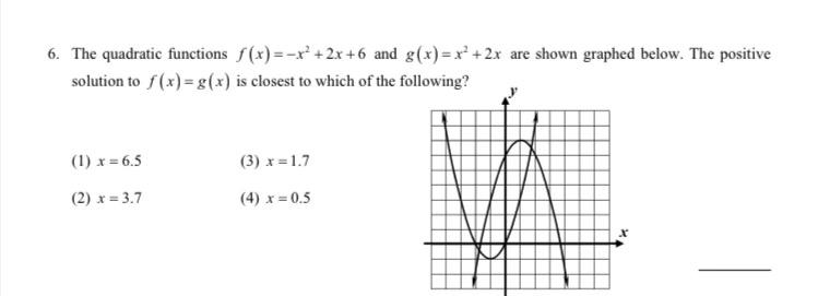 Solved 6. The quadratic functions f(x)=-x} +2x+6 and g(x)=x2 | Chegg.com