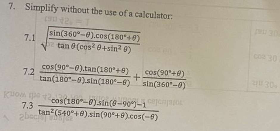 Solved 7. Simplify without the use of a calculator: | Chegg.com