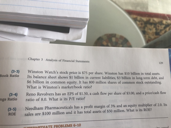 Solved Chapter 3 Analysis of Financial Statements 129 (3-3) | Chegg.com