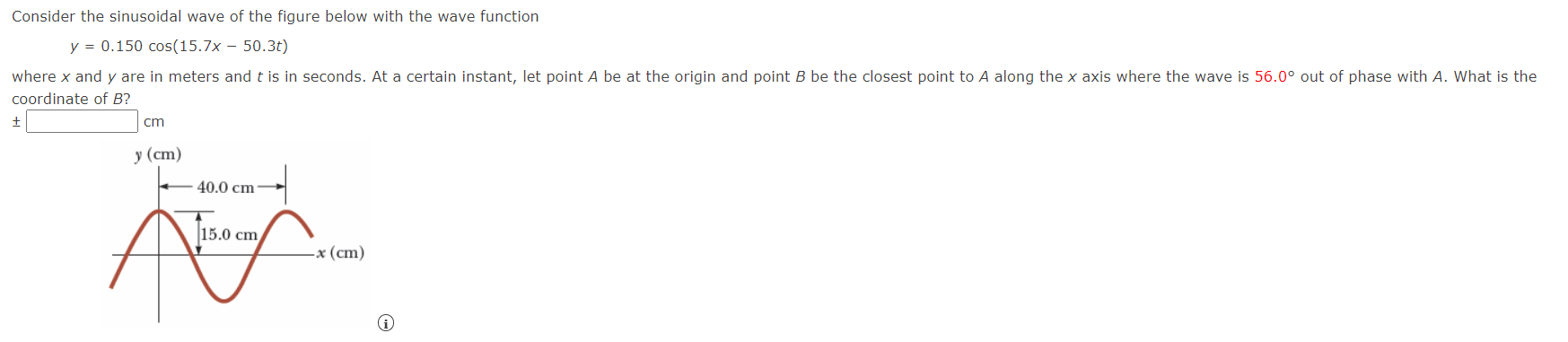 Solved Consider the sinusoidal wave of the figure below with | Chegg.com