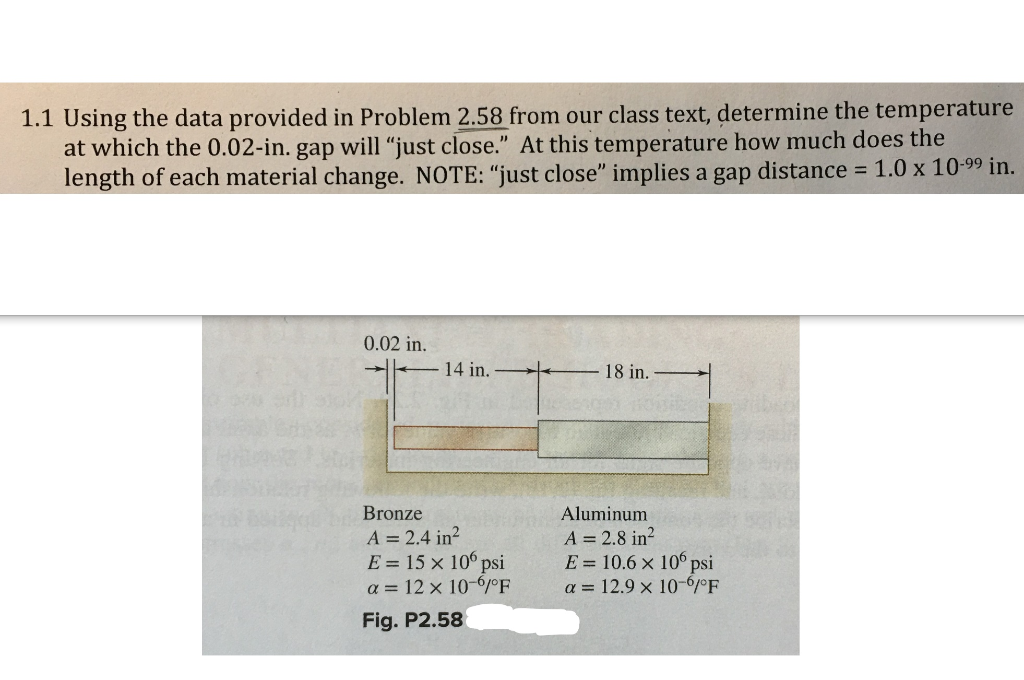 Solved 1.1 Using the data provided in Problem 2.58 from our | Chegg.com