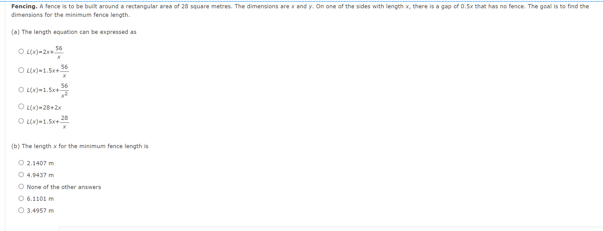 Solved dimensions for the minimum fence length. (a) The | Chegg.com