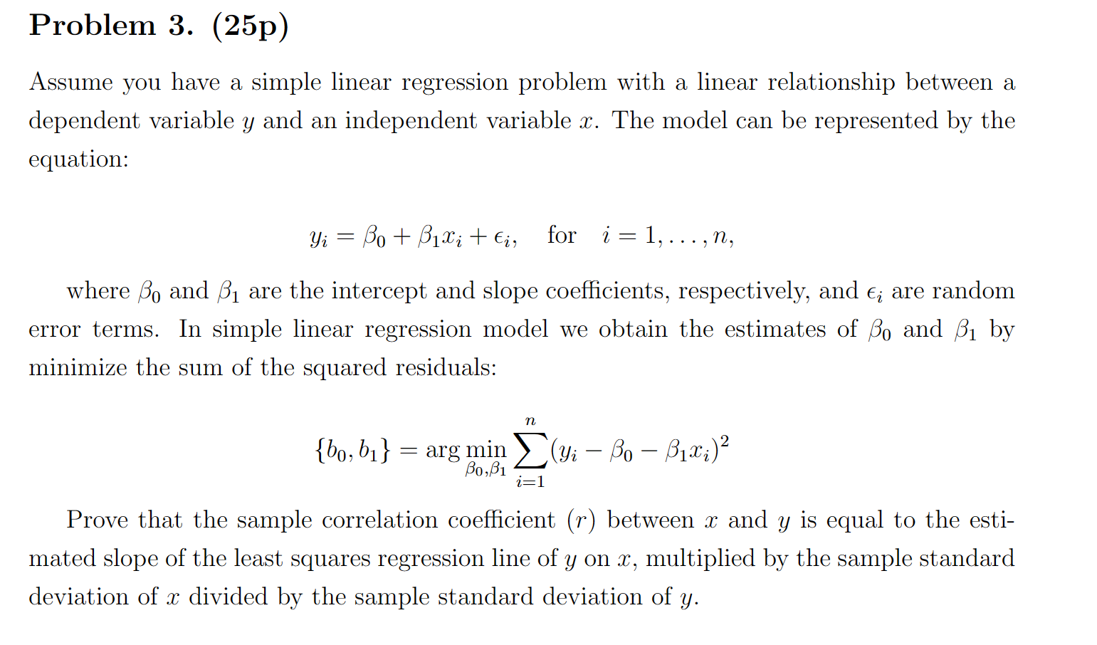 Solved Assume You Have A Simple Linear Regression Problem Chegg Com