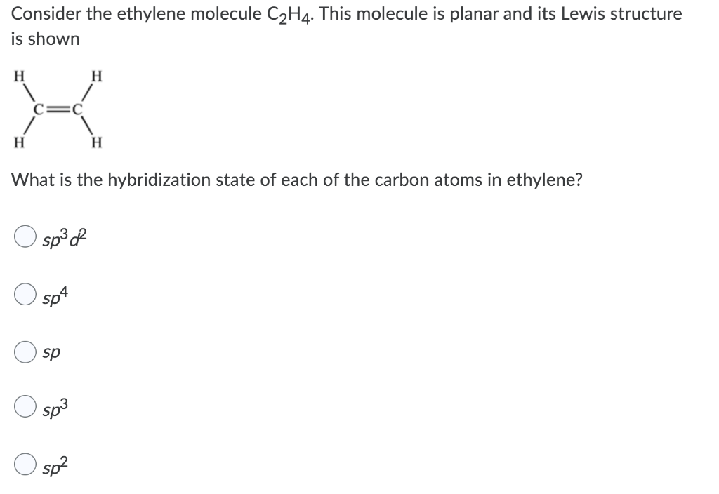 Solved Consider the ethylene molecule C2H4. This molecule is